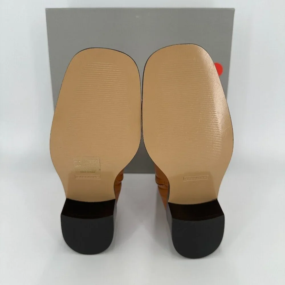 Everlane The City Boot Desert Tan Leather sz 8 Women's Side Zip Block Heel Ankle